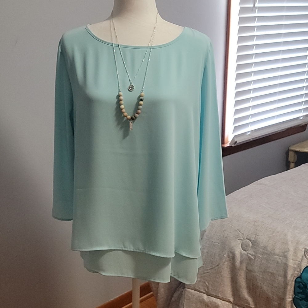 Aqua blue blouse from The Limited